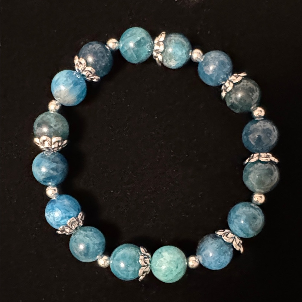 Blue Apatite Beaded Bracelet